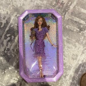 Barbie Doll in Purple Dress with Brown Hair